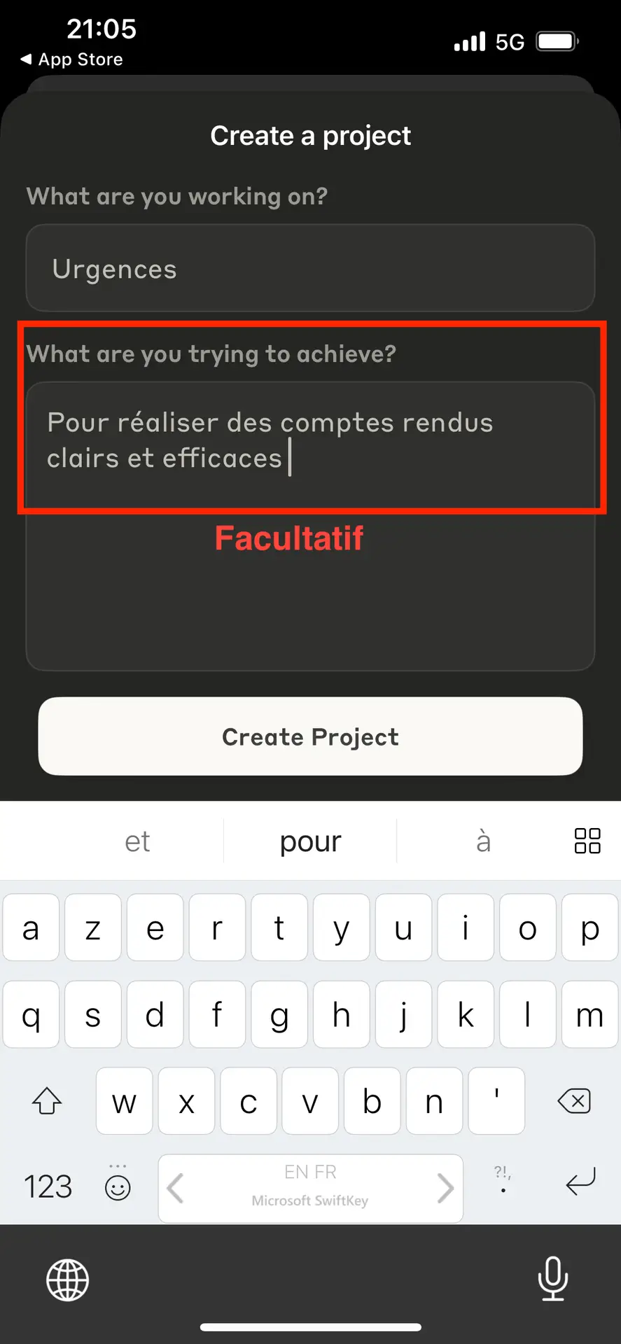 Nommer le projet Claude courriers urgences