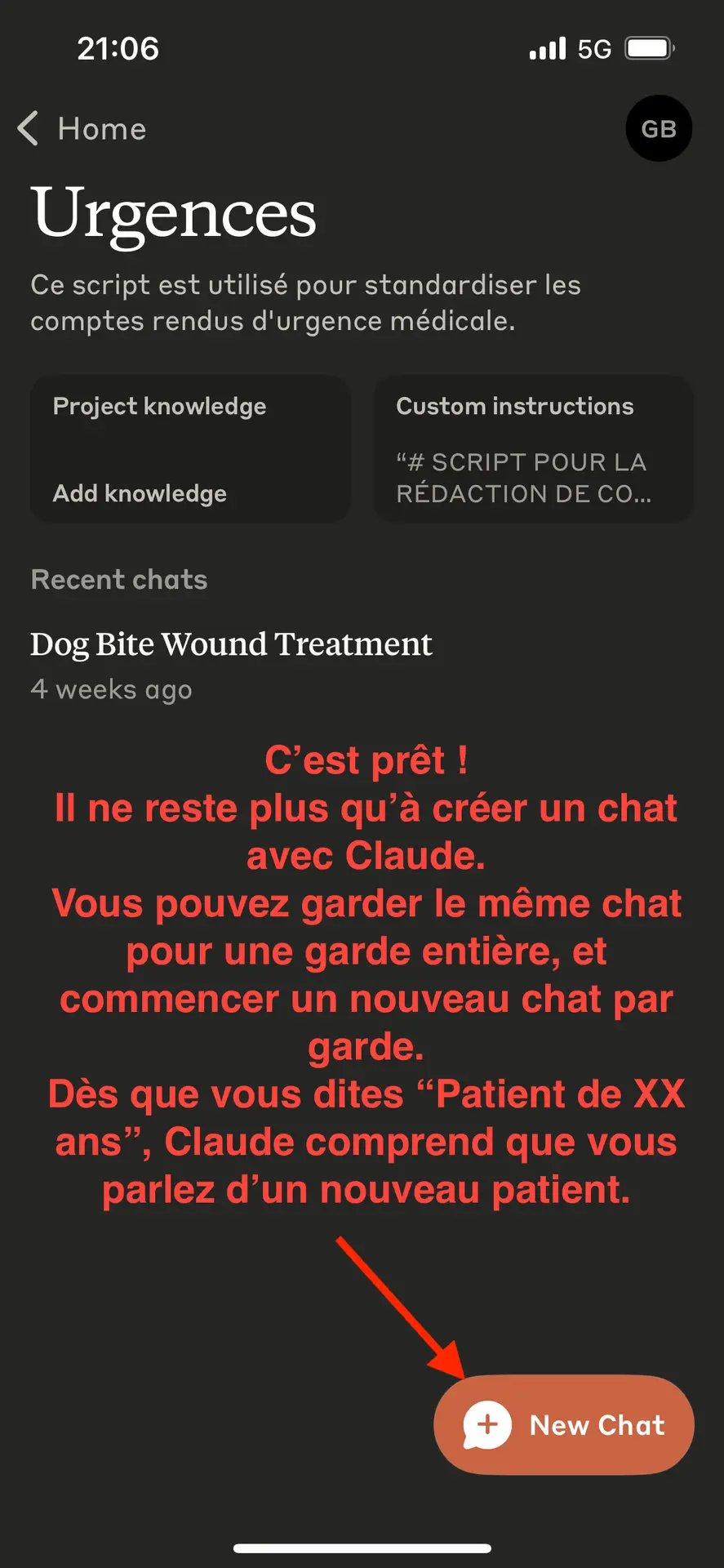 Dicter les observations cliniques à Claude
